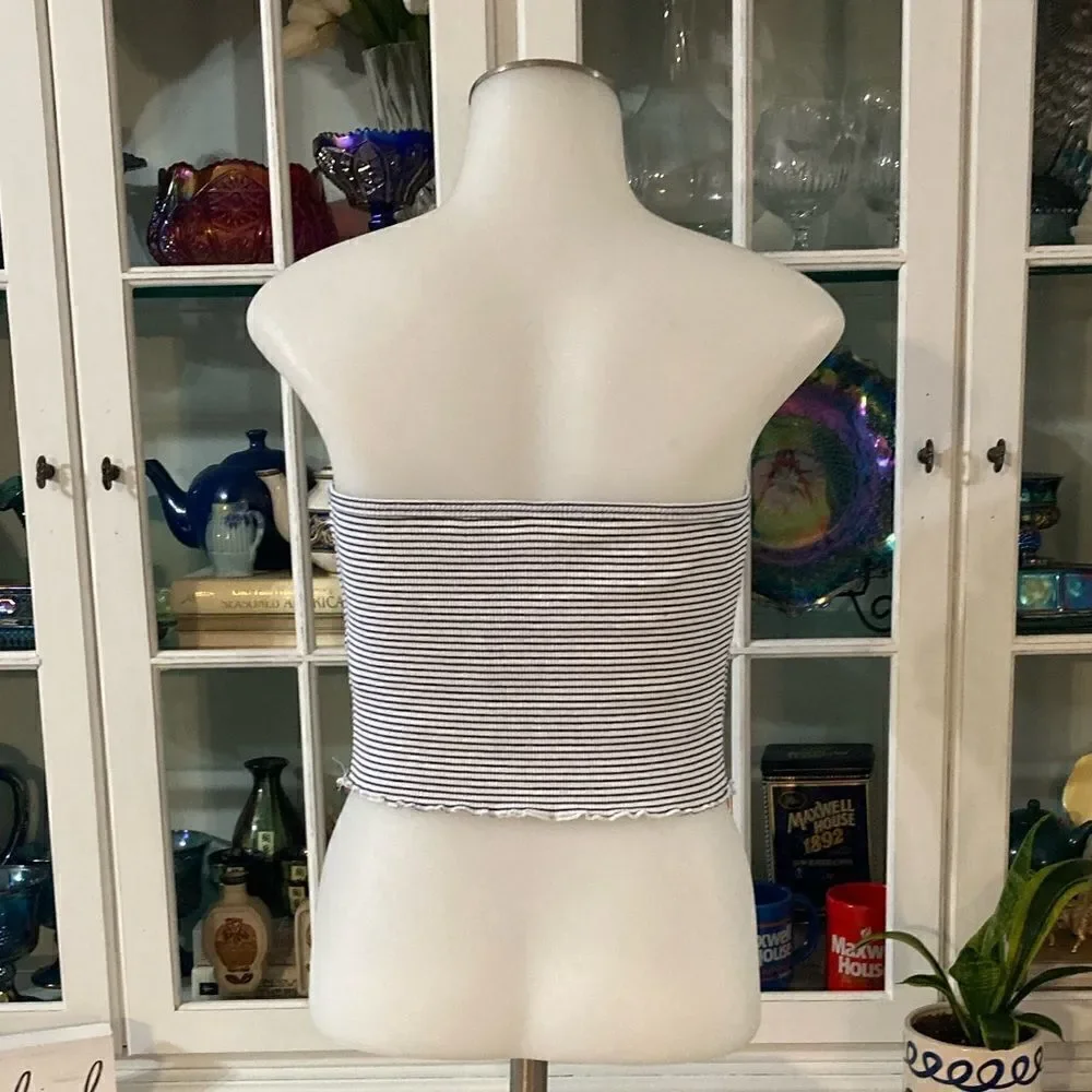 PacSun Tube Top | M | Blue & White Stripes - Picture 7 of 9